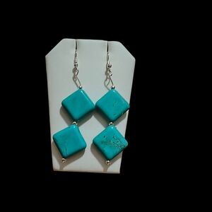 Hand Crafted Turquoise Double Drop Earrings